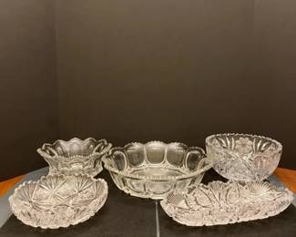Vintage Cut Glass Serving Pieces 5 pc Lot