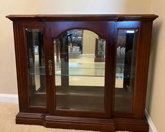 Curio Cabinet with Light, Arched Front, Mirrored Back