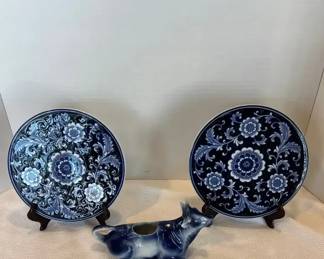 Pier 1 Mandarin Ceramic Trivets and German Porcelain Ox Creamer
