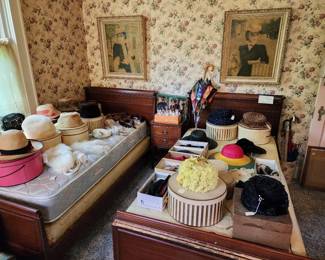 Pair of vintage twin beds with matching nightstand