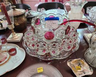 Tiffin "Moon & Stars" punch set - punch bowl, underplate, 12 cups, and glass ladle