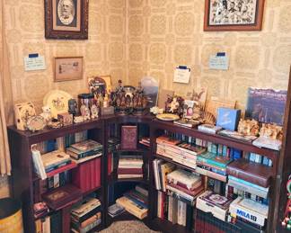 Corner 3-piece bookcase, lots of books (especially Civil War related)