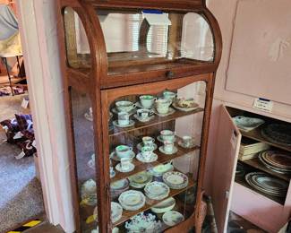 Fabulous antique display cabinet with curved top