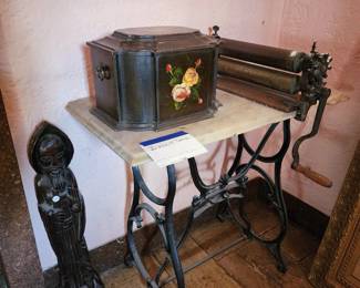 DeMuth cast iron / marble top biscuit rolling machine