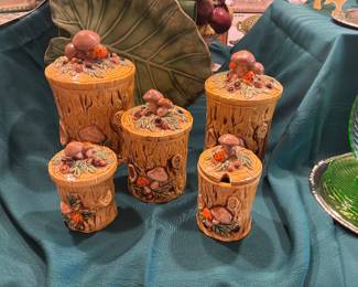 Lefton 1970’s Mushroom Forest Canister Set