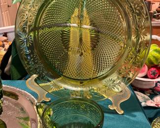 Depression Indiana Glass Sandwich Plate with Cup
