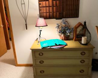 Green Dresser and Lamp