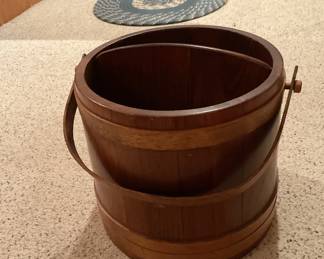 Wooden Pail w/Handle & Divider