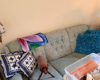 Sofa with Pillows and Lamps