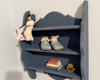 Blue Wall Shelf with Children's Decor