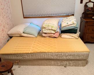 Wicker Bench with Linens