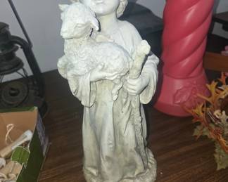 Ceramic Boy w/Sheep Statue