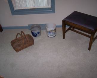 BASKET, CROCKS & BENCH