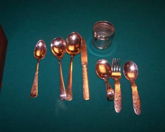 PLATED CHILD'S FLATWARE & NAPKIN RING