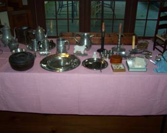 TABLE OF PEWTER ITEMS