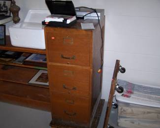 OLD OAK THREE-DRAWER FILE CABINET
