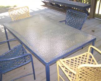 GLASS-TOP PATIO TABLE & 4 CHAIRS