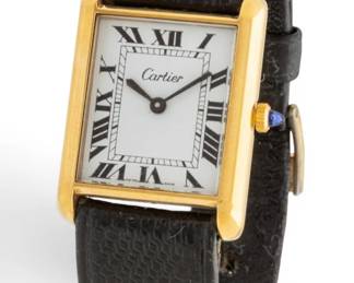 Lot 29 Cartier (French) Must De Cartier Gold Plated Gentleman's Tank Watch H 30mm W 23mm