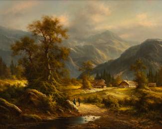 Lot 1072 Ludwig Muninger (German, 1929-1997) Oil on Canvas, 20th C., 'Alpine Mountainscape', H 29" W 39"