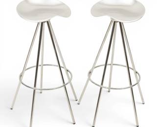 Lot 1028 Pepe Cortes for Amat-3 (Spanish) Cast Aluminum 'Jamaica' Barstools, Ca. 1990s, H 32" Dia. 20" 1 PAIR