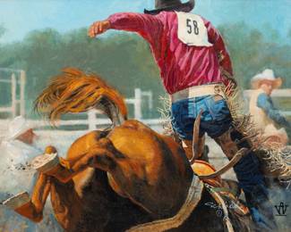 Lot 1067 Charles Schridde (American, 1926-2011) Oil on Canvas, 'Rider #58', H 24" W 30.25"