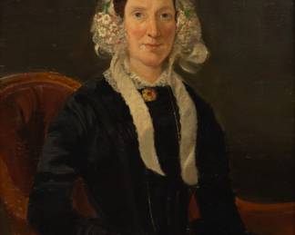 Lot 1083 American Victorian Oil on Canvas 1860, 'Portrait of a Woman', H 25" W 27"