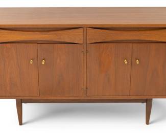 Lot 1041 West Michigan Furniture Co. (Holland, MI) Mid Century Modern Walnut Cabinet, Ca. Mid 20th C., H 29.5" W 48" Depth 15"