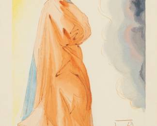 Lot 1094 Salvador Dali (Spanish, 1904-1989) Woodcut on Paper, 'Dante from the Divine Comedy', H 9.5" W 7"