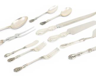 Lot 92 Gorham "King Edward" Sterling Silver Flatware for 8 (51 Pcs) + Nonmatching 3 Pcs. 54 PCS