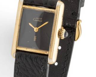 Lot 47 Cartier (French) Must De Cartier Yellow Gold Plated Ladies Tank Watch H 22mm W 20mm