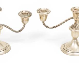 Lot 100 Gorham (American, B. 1880) Weighted Sterling Silver Three-light Candelabras, 2 PCS
