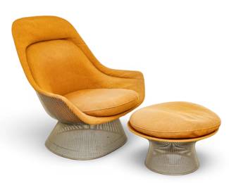 Lot 1003 Warren Platner (American, 1919-2006) for Knoll Easy Chair and Ottoman, Ca. 1961-1970, 2 PCS