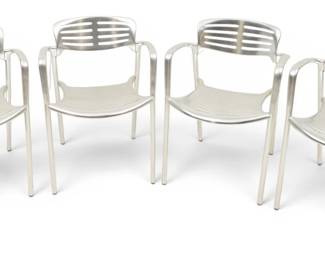 Lot 1027 Jorge Pensi for Amat-3 (Spanish) 'Toledo Design' Cast Aluminum Armchairs, Ca. 1988, H 30.5" W 22" Depth 22" 4 PCS