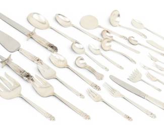 Lot 86 International Silver Co. 'Royal Danish' Pattern Sterling Silver Flatware for 12, 141.6 t oz 130 PCS