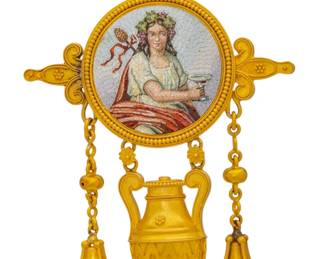 Lot 11 Roma Micro Mosaic and Gold Pendant on 18K Gold Chain 1920, L 24" 43.7 grams 2 PCS