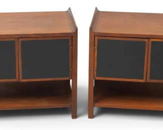 Lot 1040 Dillingham Manufacturing Co. (American) Mid-Century Modern Walnut End Tables/record Cabinets, Ca. 1960-70, H 23" W 26" Depth 16"