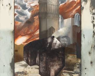 Lot 1091 James Stephens (American, B. 1961) Oil on Canvas, 1988, 'Downtown', H 84" W 58.25"