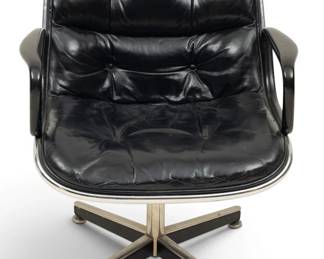 Lot 1025 Charles Pollock for Knoll Black Leather Executive Chair, Ca. 1961-1970, H 30" W 24" Depth 17"