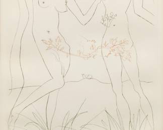 Lot 1097 Salvador Dali (Spanish, 1904-1989) Engraving on Paper, 'Adam and Eve', H 15.5" W 10.75"