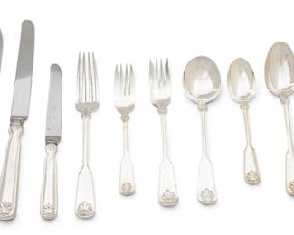 Lot 84 Tiffany & Co (New York, B. 1837) Sterling Silver Flatware 'Shell and Thread', 196.54 t oz 149 PCS