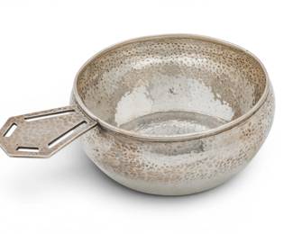 Lot 99 Lebolt & Co. (American) Arts and Crafts Sterling Silver Porringer H 2" W 4.5" L 6.5" 5.5 t oz
