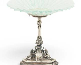 Lot 106 Silver Plate and Glass Centerpiece H 10" Dia. 10.5"