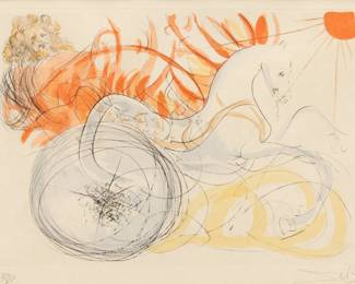 Lot 1093 Salvador Dali (Spanish, 1904-1989) Colored Etching on Japon Paper, 'Elijah and the Chariot', H 17" W 23"
