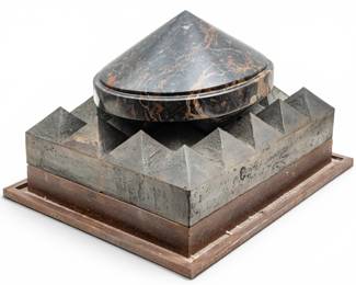 Lot 1128 Modern Marble and Bronze Sculpture in Two Units 1960, W 13" L 17"