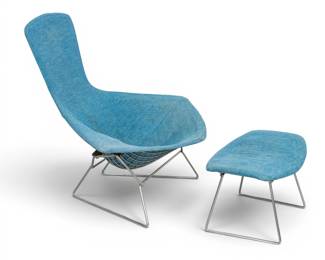 Lot 1009 Harry Bertoia (American, 1915-1978) for Knoll Bird Chair and Ottoman, Ca. 1961-1970, 2 PCS