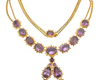 Lot 35 18k Yellow Gold and Amethyst Necklace 1940, L 16"