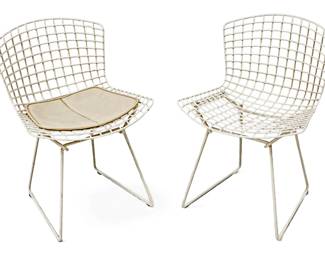 Lot 1006 Bertoia Style Wire Side Chairs, H 29" W 21" Depth 20" 2 PCS
