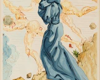 Lot 1095 Salvador Dali (Spanish, 1904-1989) Woodcut Engraving in Colors on Paper 'Divine Comedy: One Plate', H 11" W 7.5"