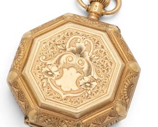 Lot 30 Remontoir (France) 14K Gold Lady's Pocket Watch, Octagonal Case 1900, W 1.2" 26.2 grams 1 PC
