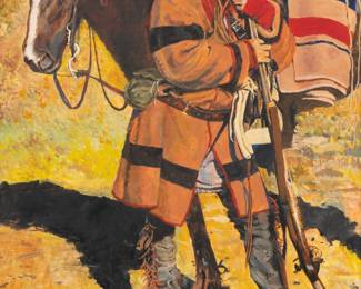 Lot 1065 Charles Schridde (American, 1926-2011) Oil on Canvas, Frontiersman, H 40" W 30"
